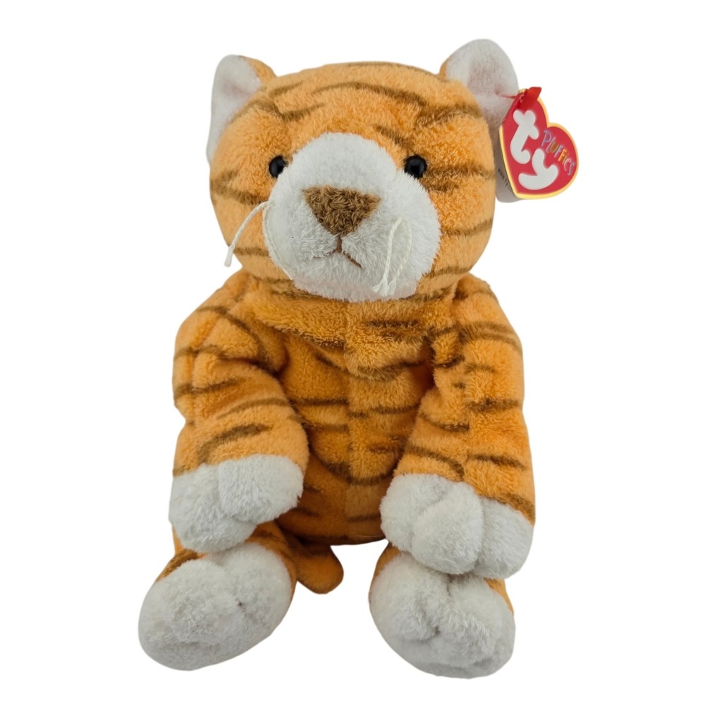 Ty Pluffies Purrz Tiger Cat Plush 2003 Orange Striped Collectible Plush Nursery